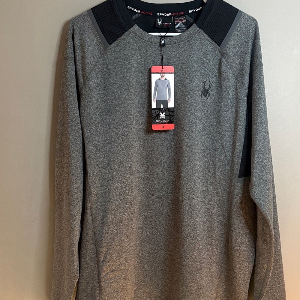 NWT Spyder Active Pro Web Active Gray long sleeve Shirt M